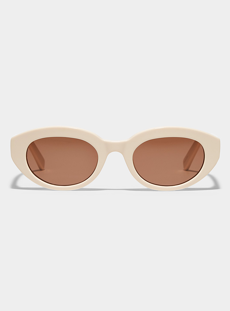 French Kiwis Ivory/Cream Beige Monroe oval sunglasses for women