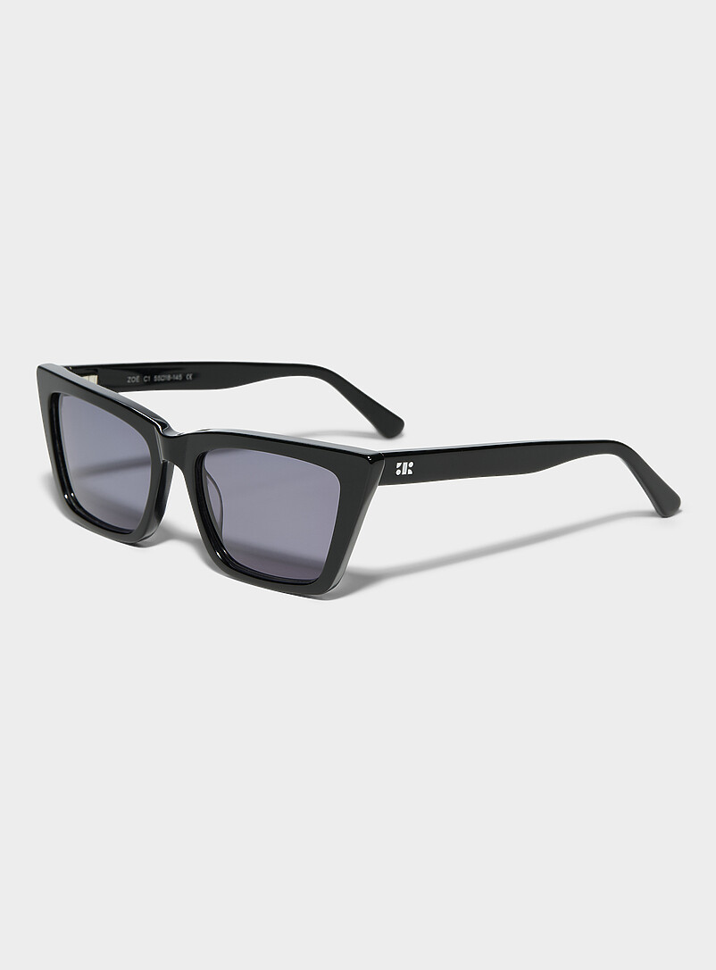 French Kiwis Off White Zoe polarized stretched rectangular sunglasses for women