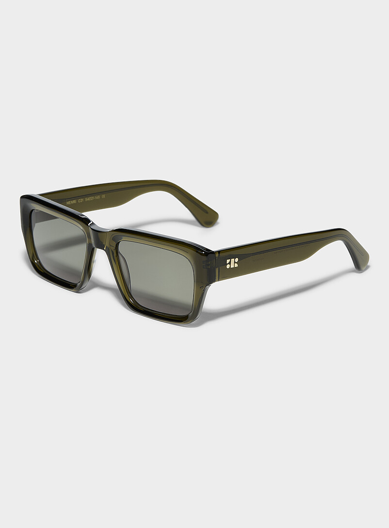 French Kiwis Green Henri angular square sunglasses for men