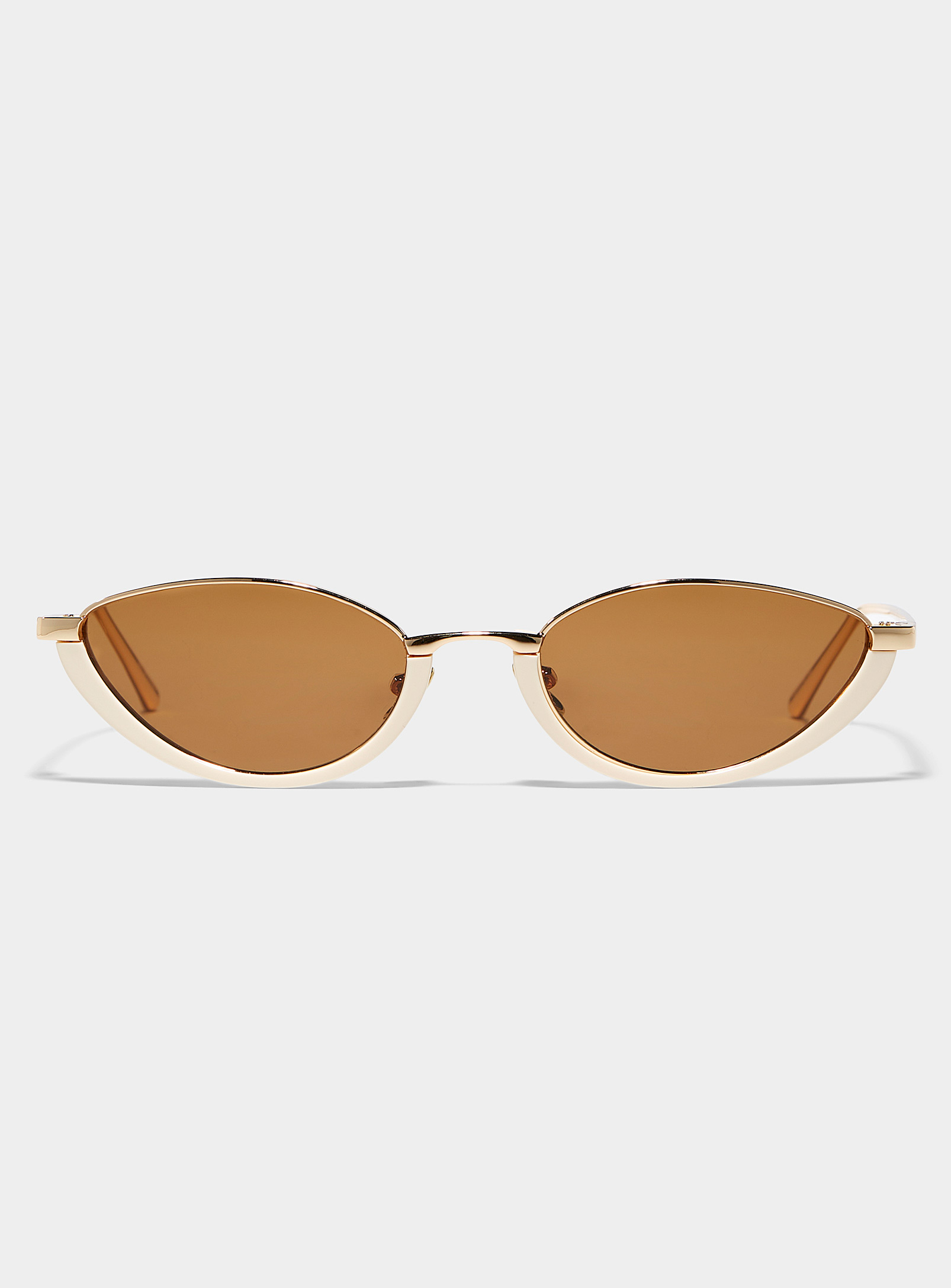 French Kiwis Tortoiseshell-accent Small Oval Metallic Sunglasses In Brown