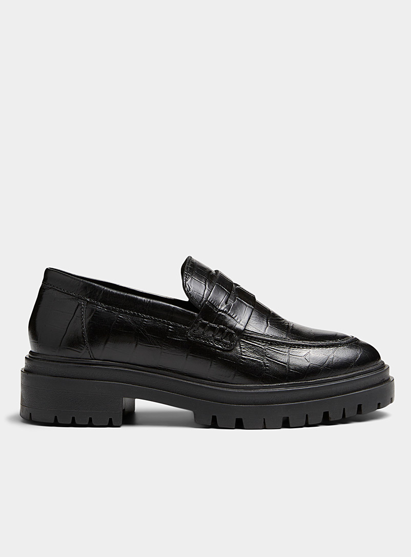 Simons Black Notched-sole penny loafer Women for women