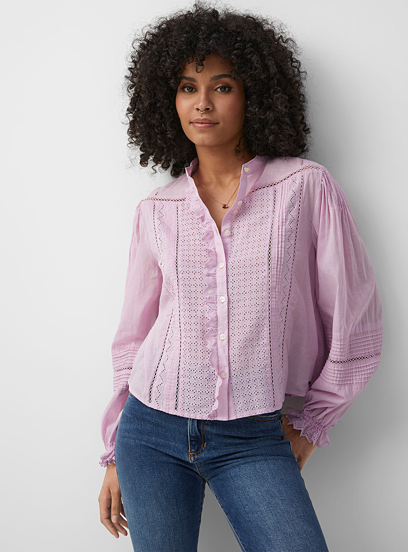 Scotch & Soda Lilac Openwork broderie anglaise and lace blouse for error