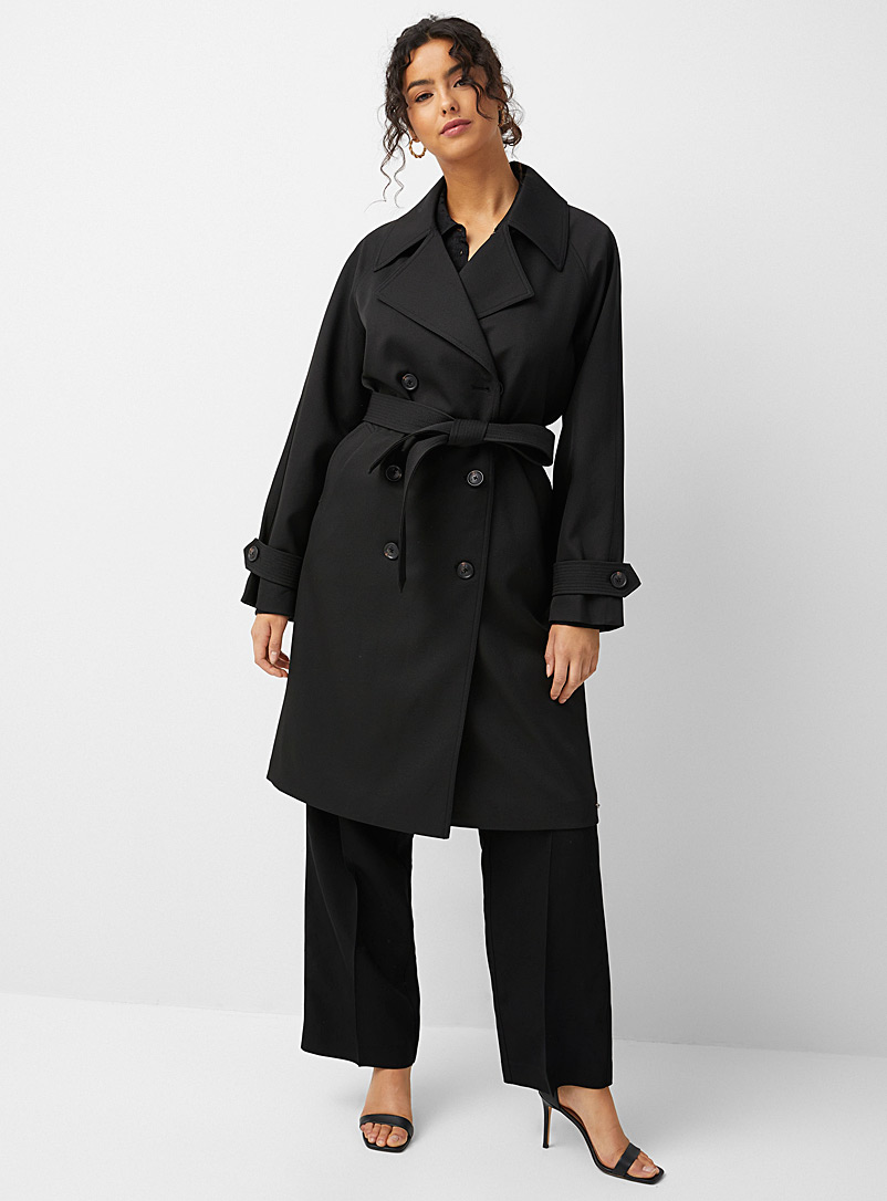 Scotch & Soda Black Double-breasted belted trench coat for error