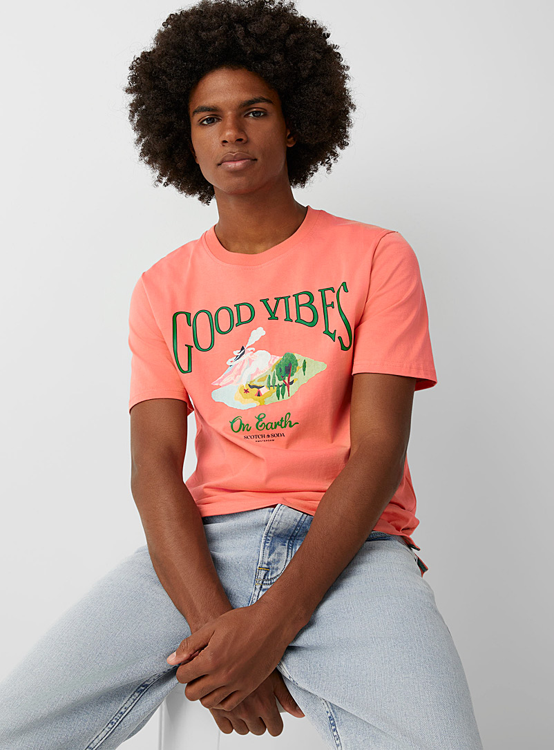 Scotch & Soda Coral Good Vibes T-shirt for error