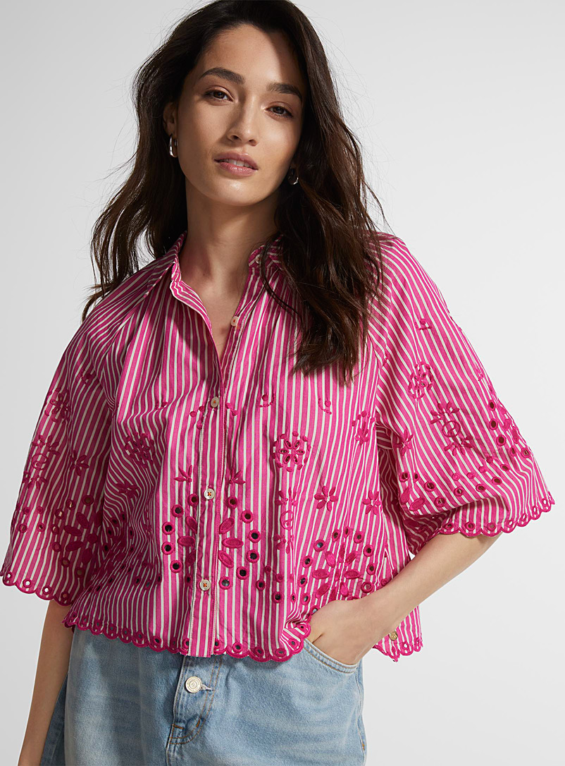 Scotch & Soda: La chemise rayures roses broderie anglaise Rose pour 