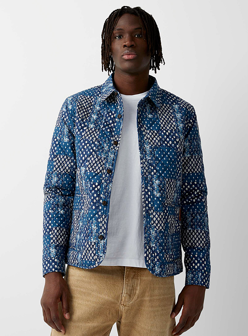 Scotch & Soda Blue Printed quilted overshirt for error