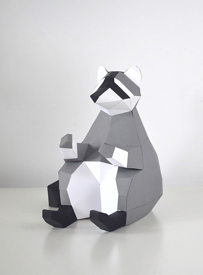 Low Poly Paper Kits Grey Raccoon DIY paper kit