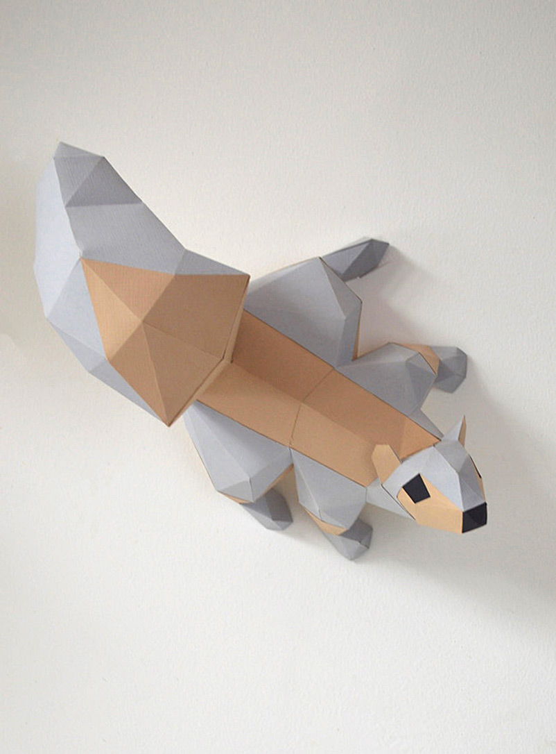 Low Poly Paper Kits: L'écureuil en papier à fabriquer Gris