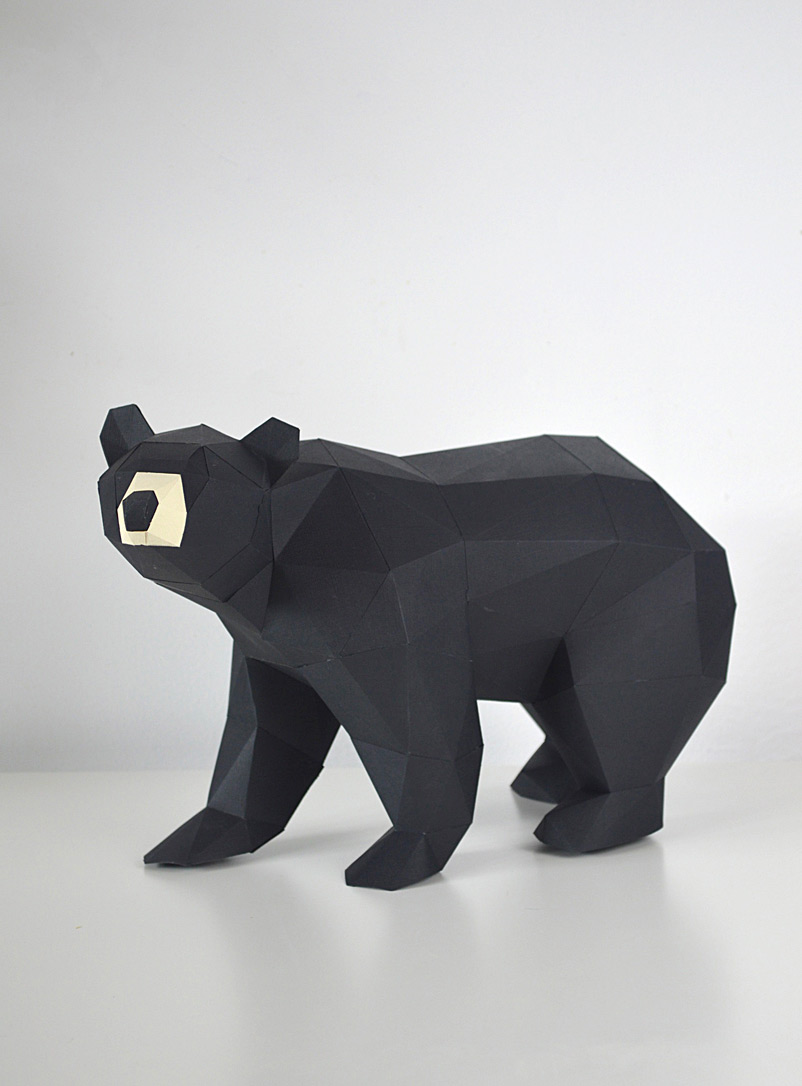 Low Poly Paper Kits: L'ours noir en papier à fabriquer Noir