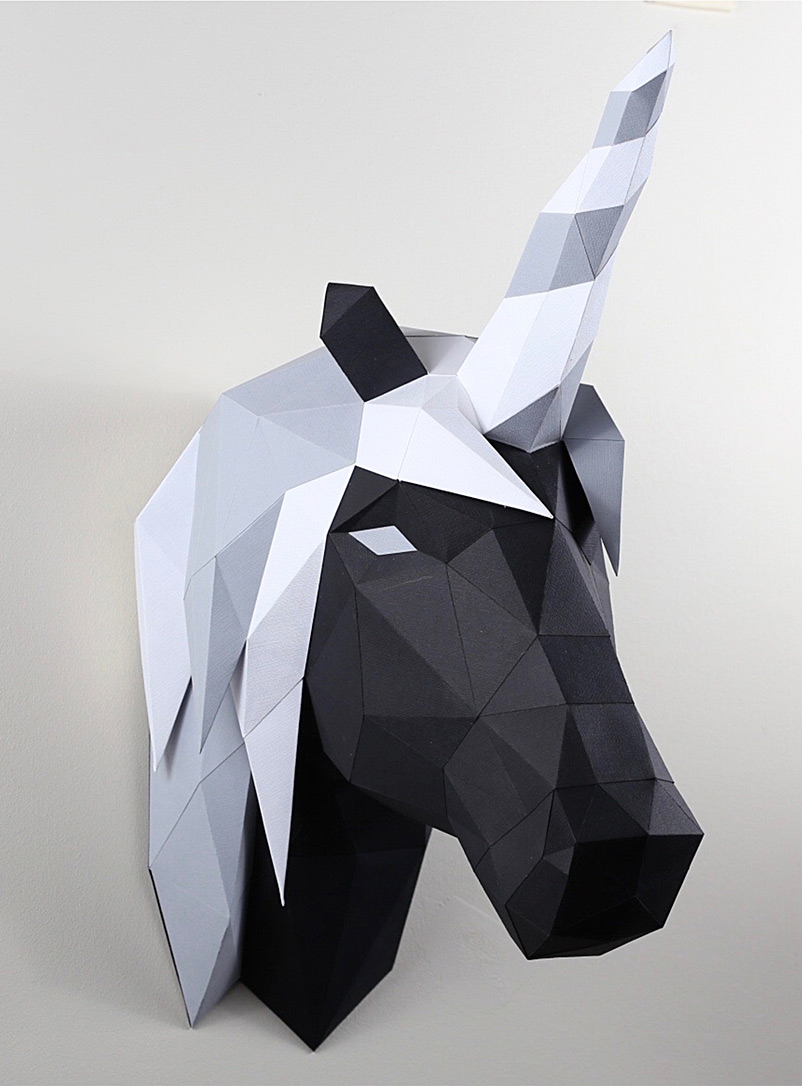Low Poly Paper Kits Black Unicorn DIY paper kit
