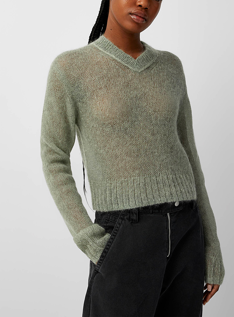 Acne Studios Lime Green Pastel green mohair sweater for women