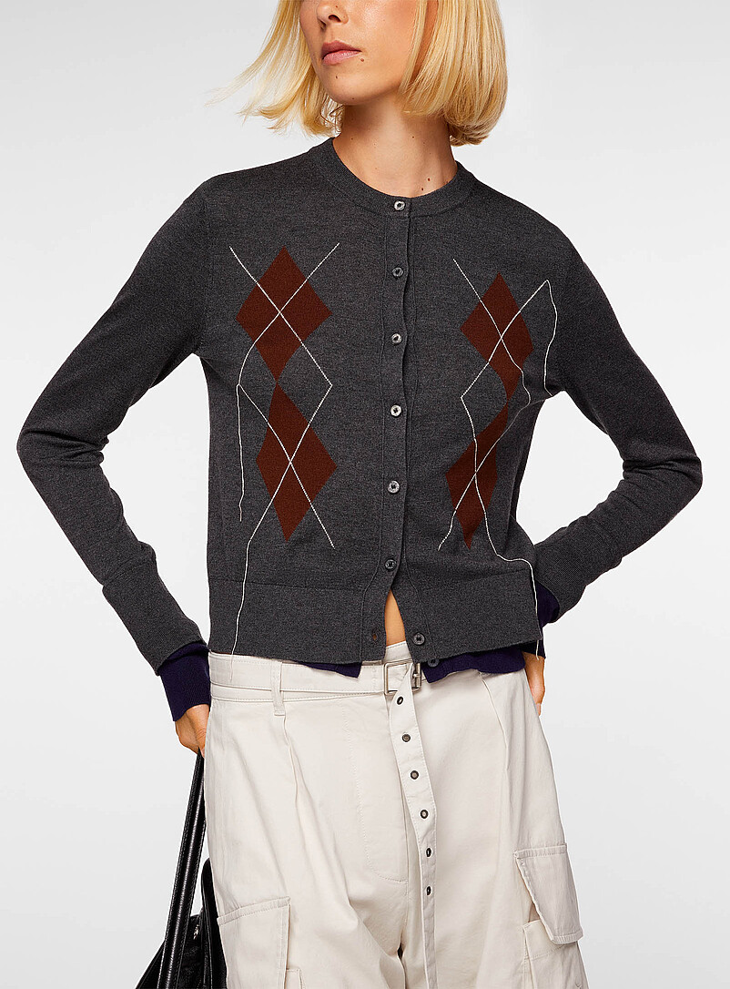 Layered effect argyle cardigan | Acne Studios | | Simons
