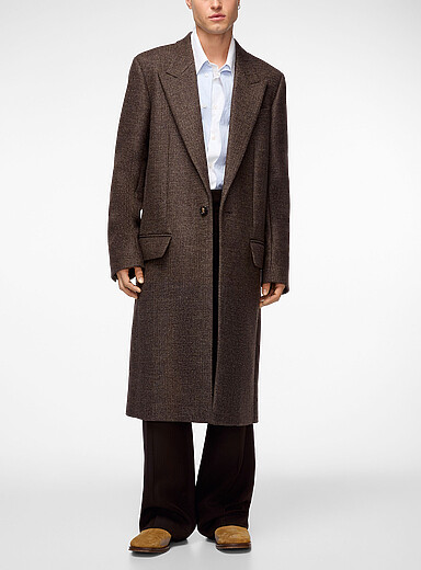 Acne Studios Patterned Brown Mixed brown wool coat for men