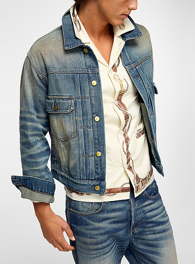 Acne Studios: La veste denim d&eacute;lav&eacute; sable Unisexe Bleu pour homme