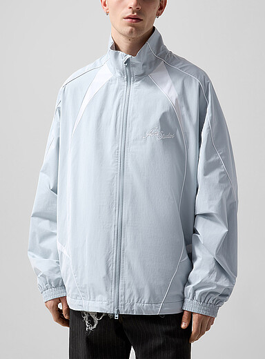Acne Studios: La veste <i>track</i> broderie signature 3D Gris clair pour homme