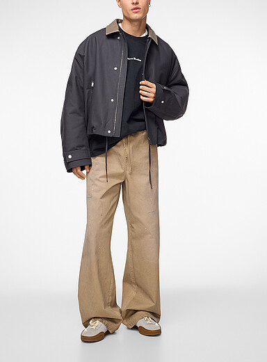 Acne Studios Grey Leather collar loose jacket for men