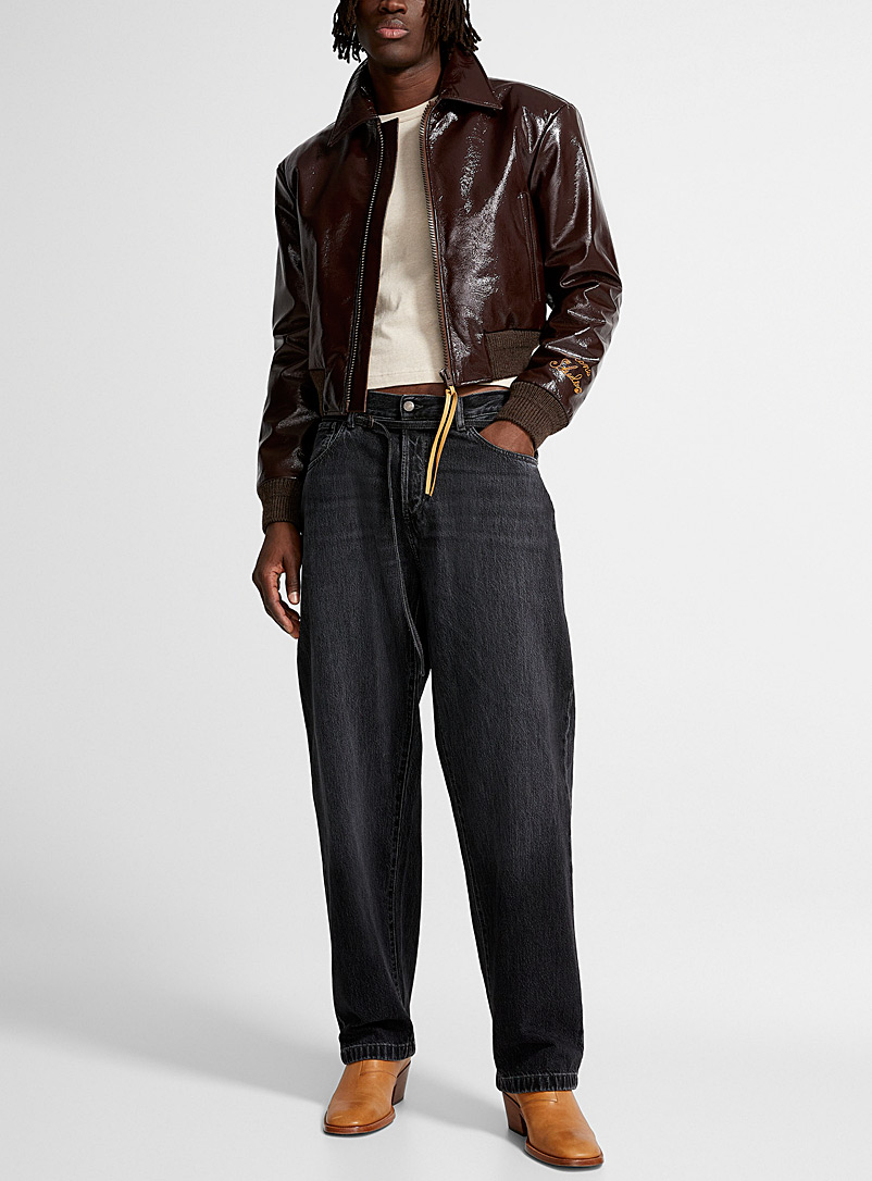 Acne Studios Brown Lacquered leather cropped jacket for men