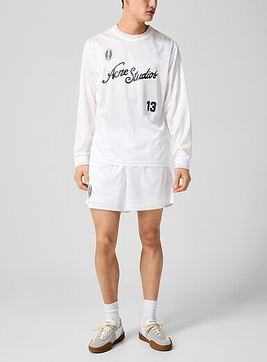 Acne Studios White Satiny pattern flowy short for men