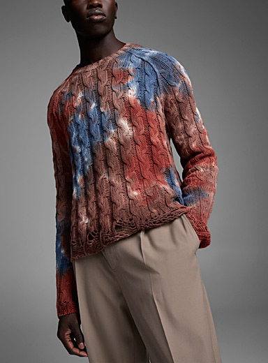 Acne Studios Copper Tie-dye colours cable-knit sweater for men