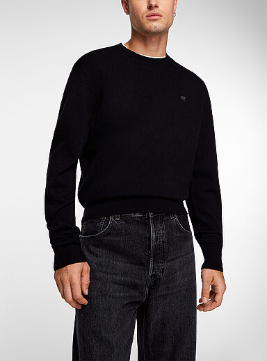 Acne Studios Black Face patch wool and yak sweater for men