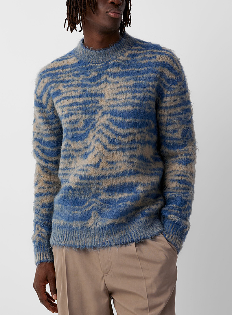 Acne Studios Blue Blue zebra stripes mohair sweater for men