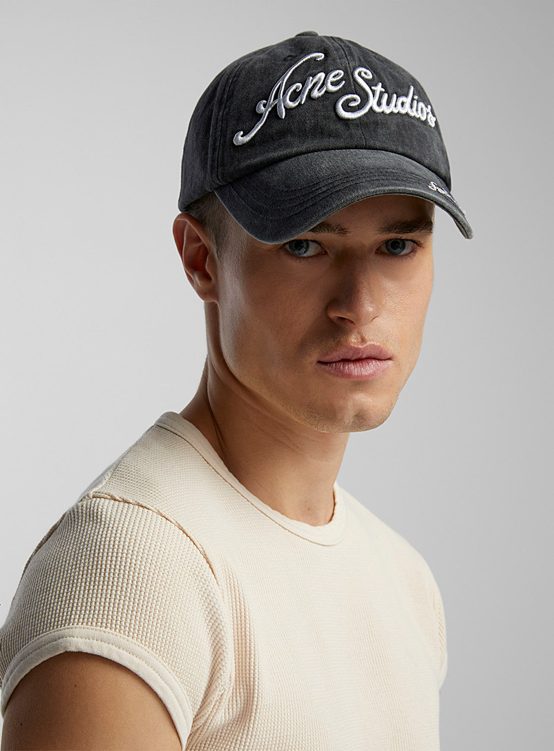 Acne Studios Black Double signature faded cap for men