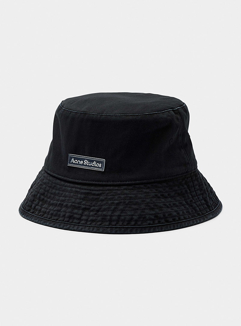 Acne Studios Black Clear logo patch bucket hat for men