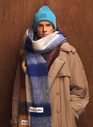 Acne Studios Black Face logo oversized turned-up cuff toque for men