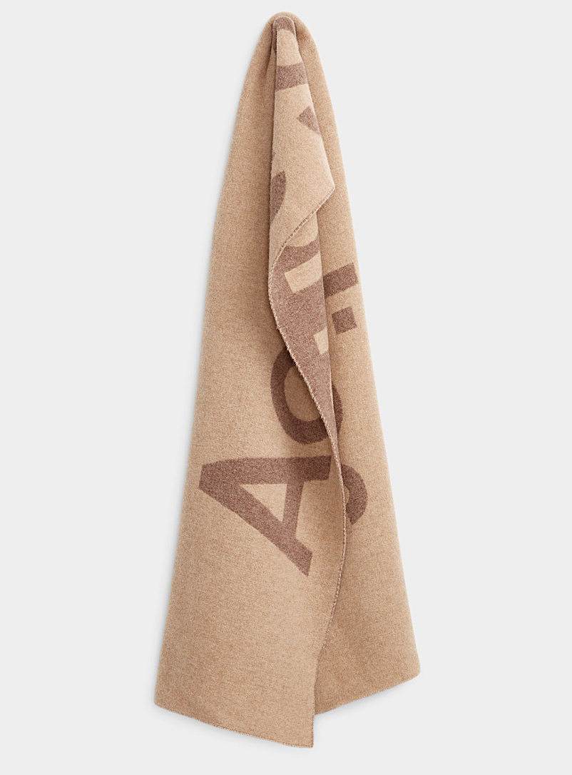 Acne Studios: L'écharpe jacquard signature Brun pour homme