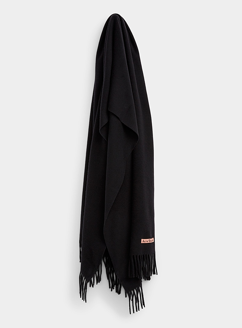 Acne Studios Black Fringed blanket scarf for men