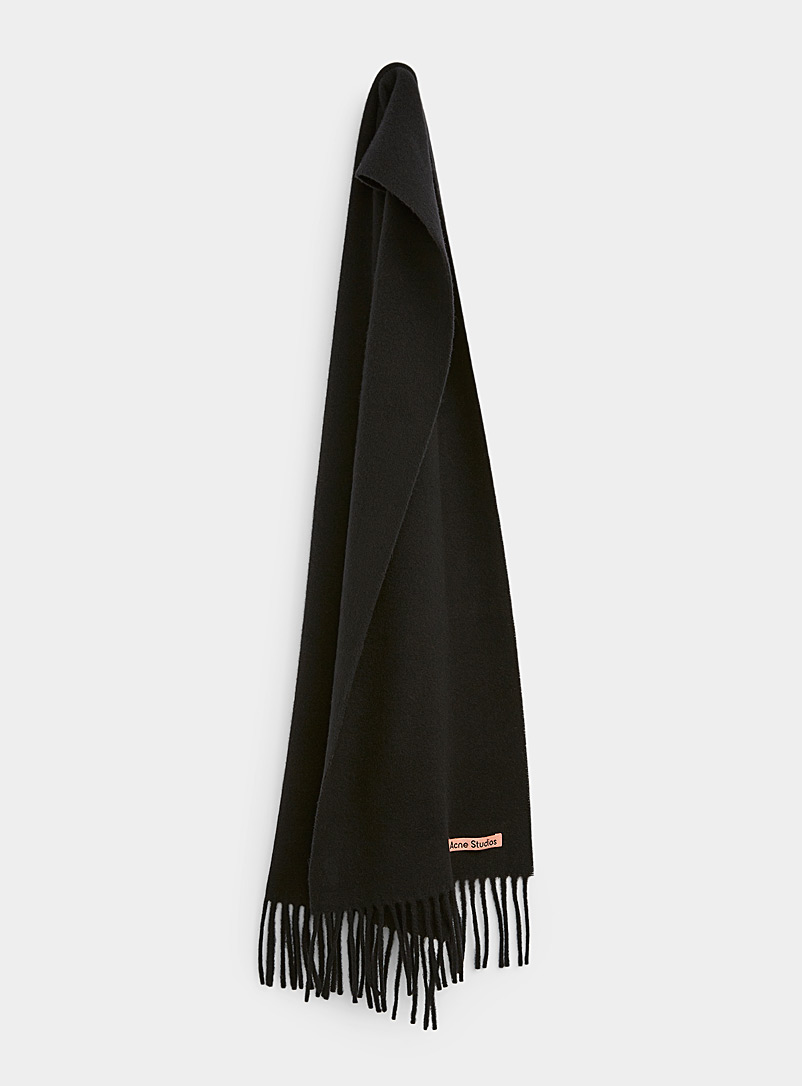 Acne Studios Black Slim pure wool scarf for men