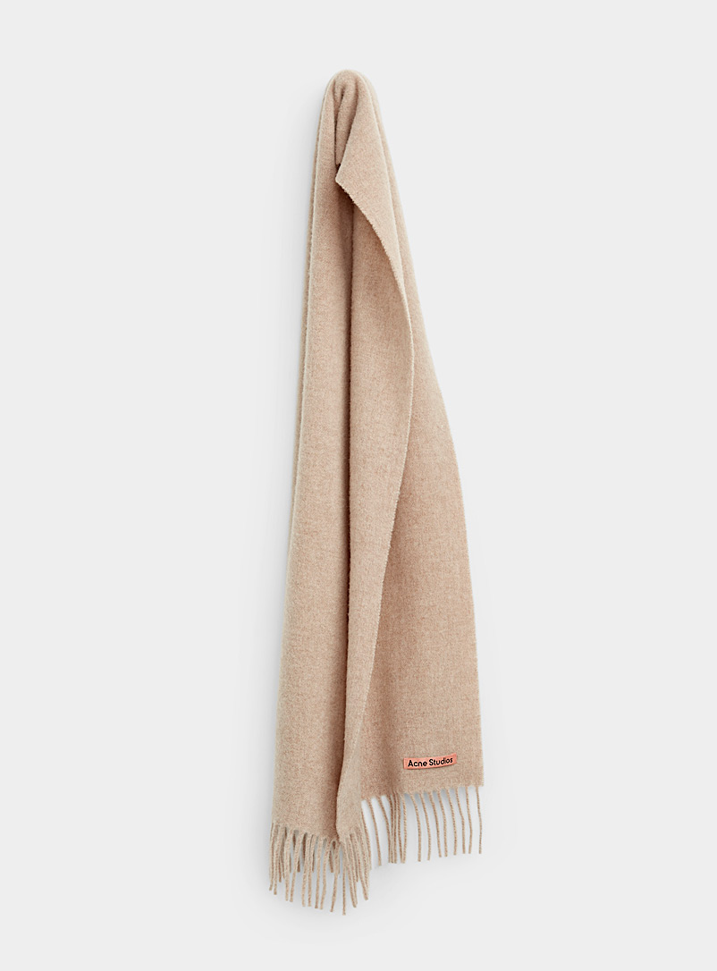 Acne Studios Ivory White Slim pure wool scarf for men