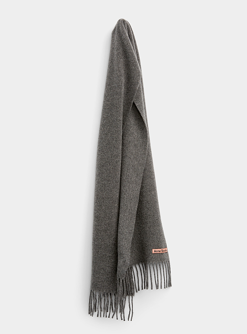 Acne Studios: L'écharpe étroite pure laine Gris pour homme