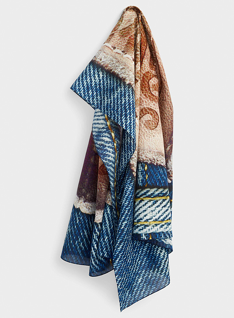 Acne Studios Patterned White Jacron printed scarf for men
