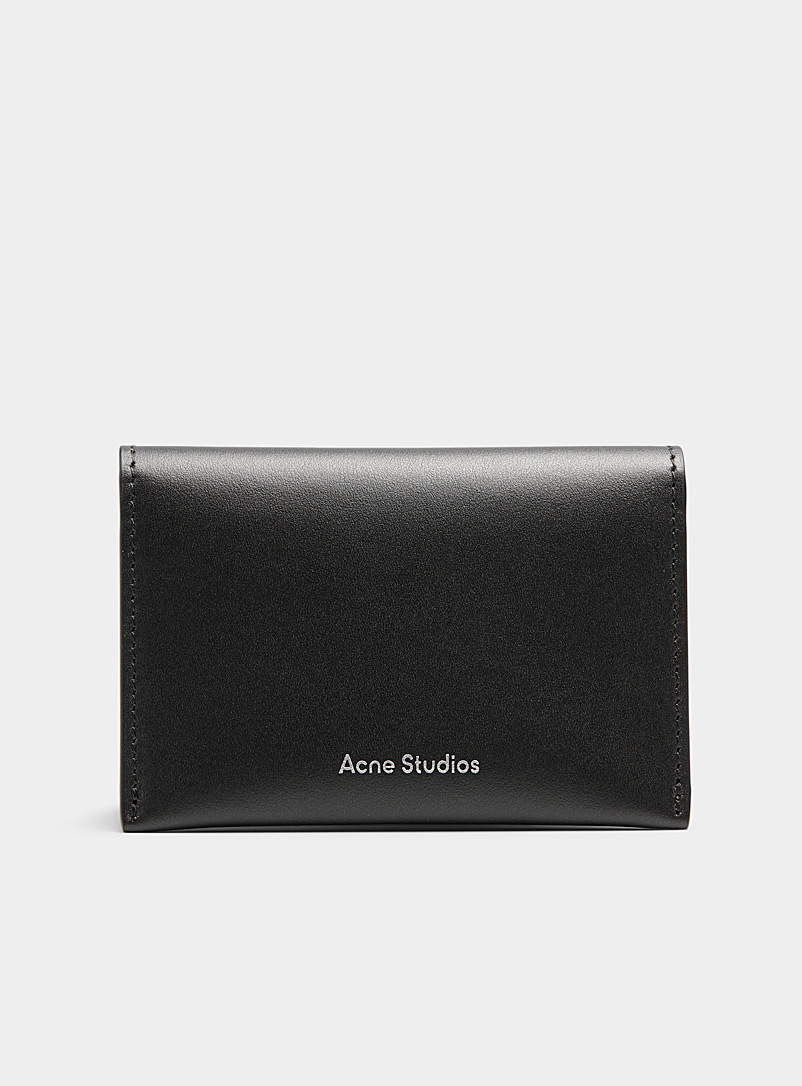 Acne Studios Black Plain leather folded card case for men