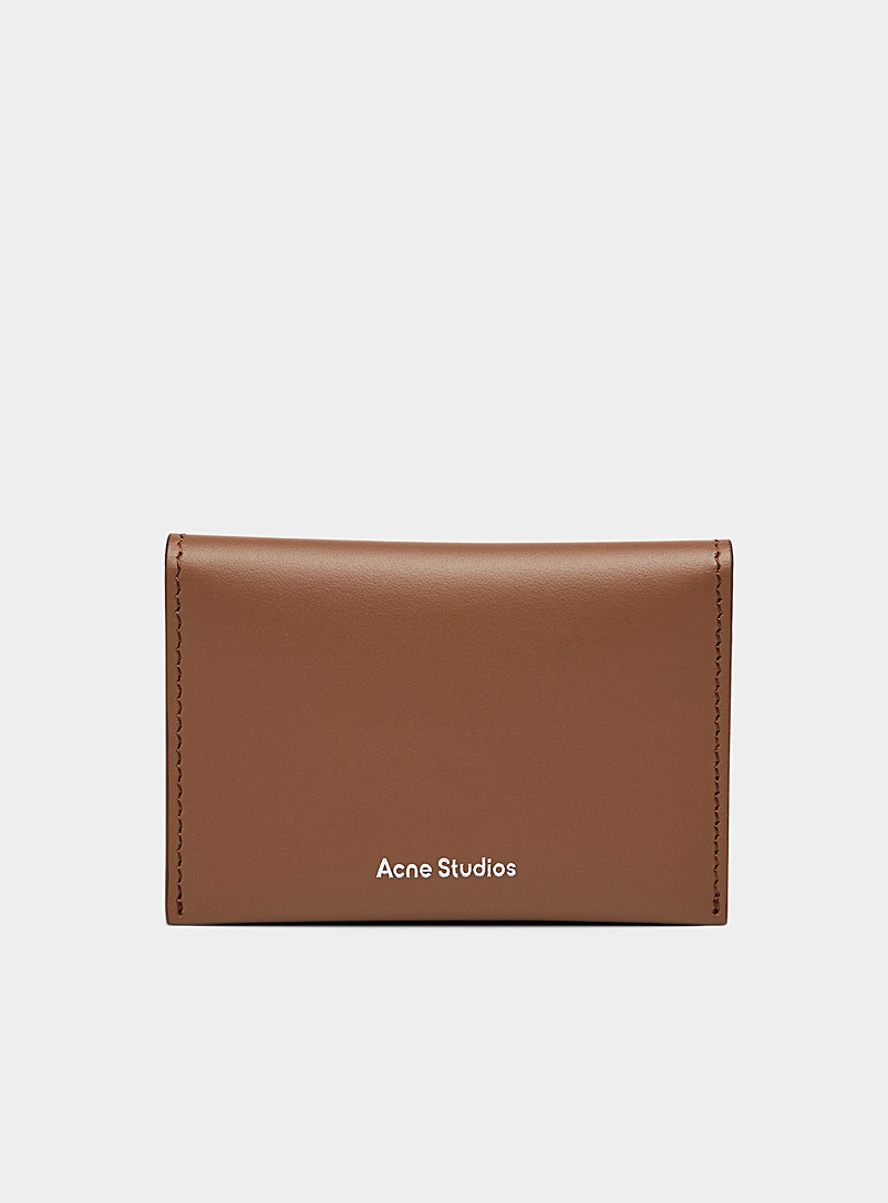 Acne Studios Brown Plain leather folded card case for men