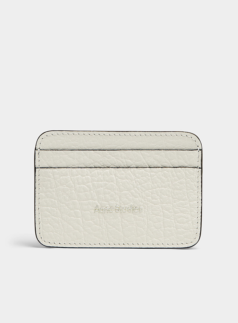 Acne Studios White Embossed signature grained leather card case for men