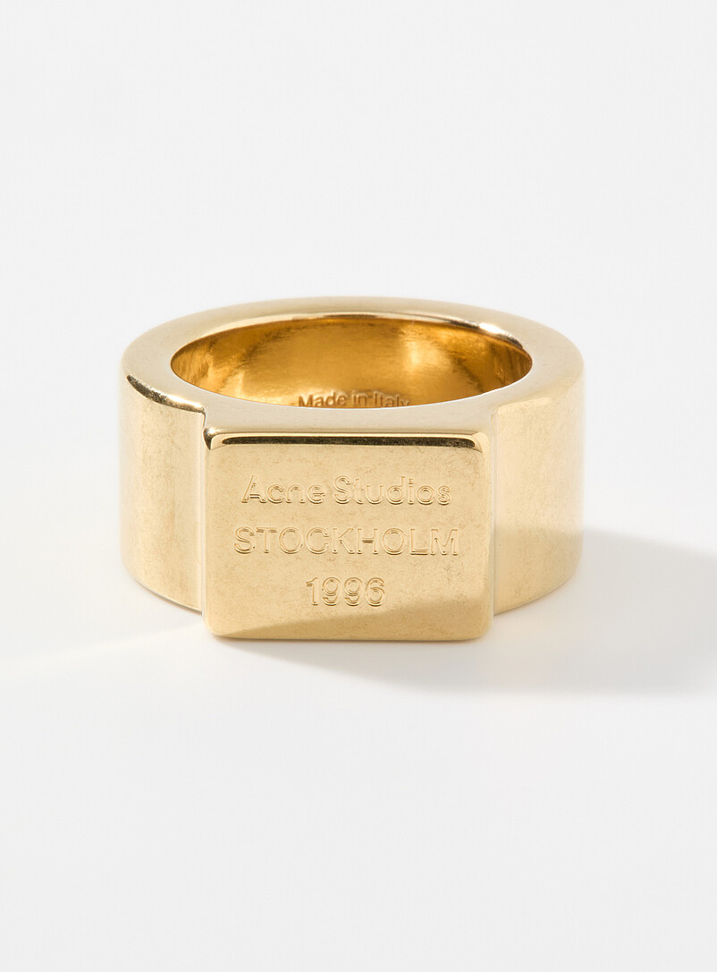 Acne Studios Silver Square logo ring for men