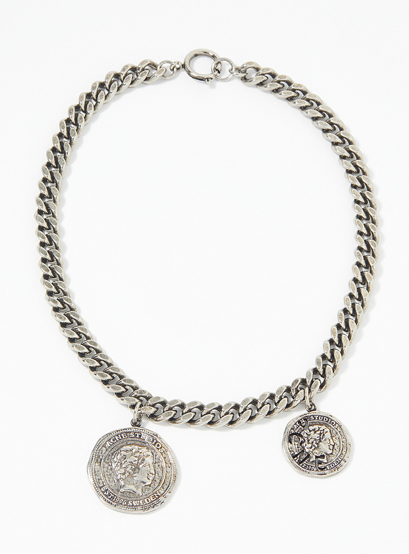 Acne Studios Silver Antique coins necklace for men
