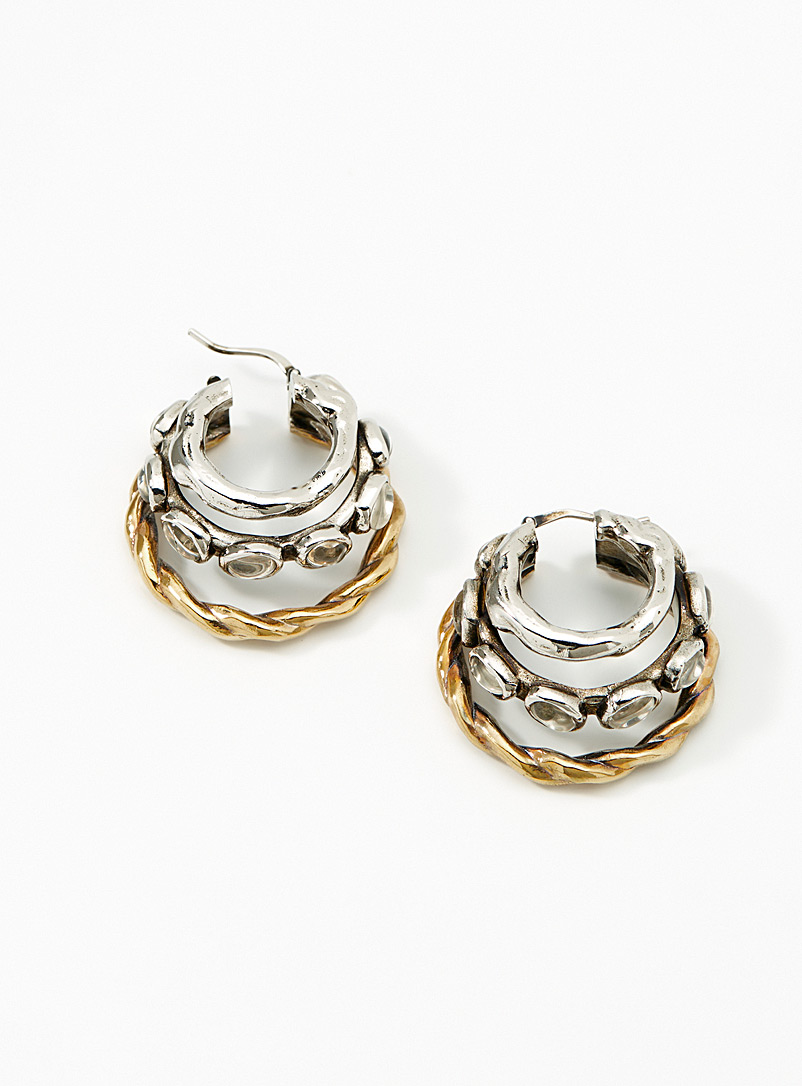 Acne Studios Silver Triple hoop earrings for men