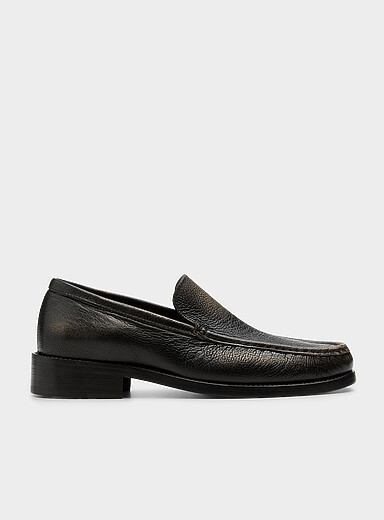 Acne Studios Black and White Metallized letter distressed leather loafers Men for men