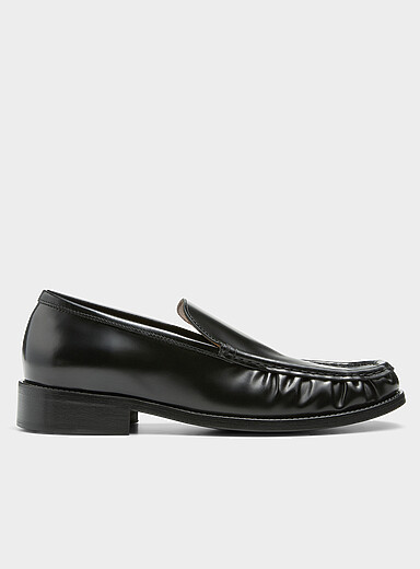 Acne Studios: Le fl&acirc;neur en cuir lettre m&eacute;tallis&eacute;e Homme Noir pour homme