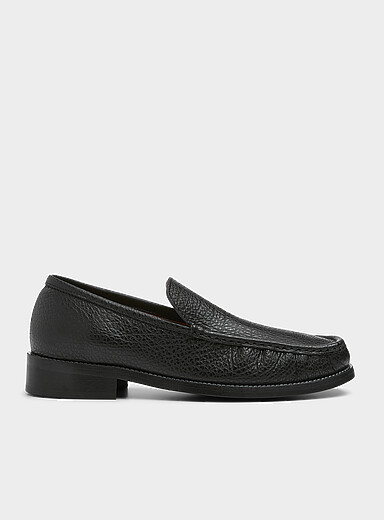 Acne Studios Black Metallic lettering pebbled leather loafers Men for men