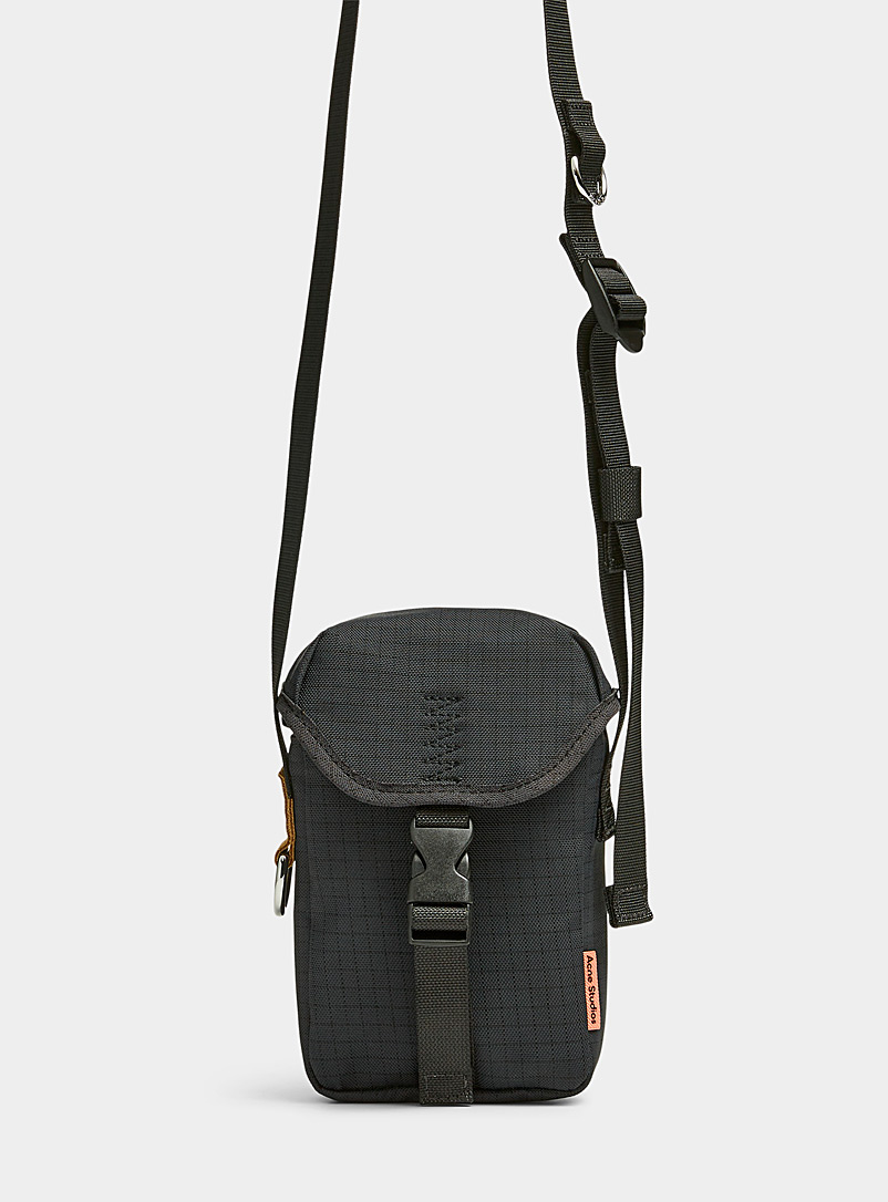Acne Studios Black Checkered fabric small cross-body bag for men