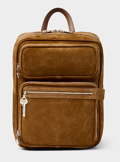 Acne Studios Ivory/Cream Beige Camero suede backpack for men