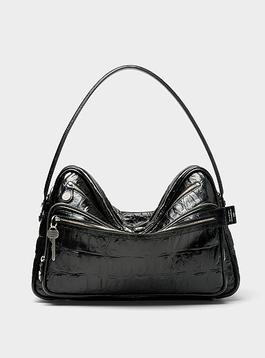 Le sac &agrave; main cuir effet croco Camero