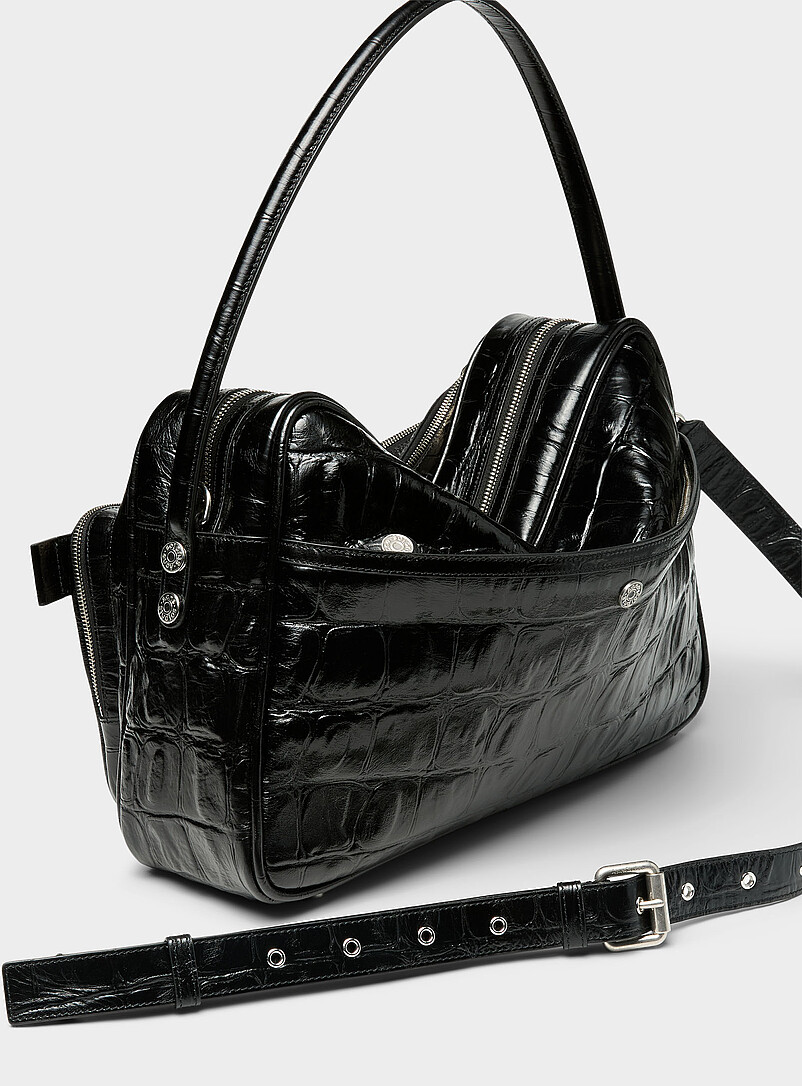 Acne Studios Black Camero faux-croc leather purse for men