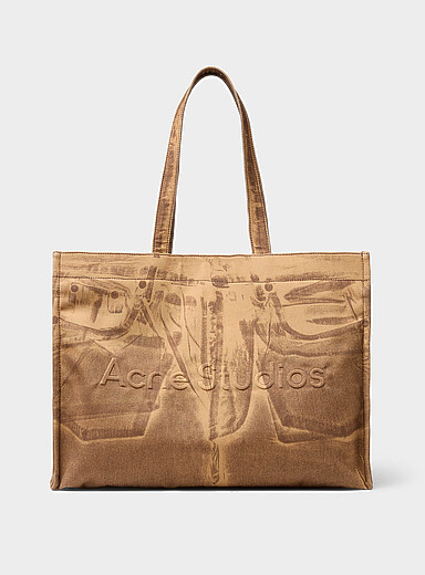Printed denim tote bag