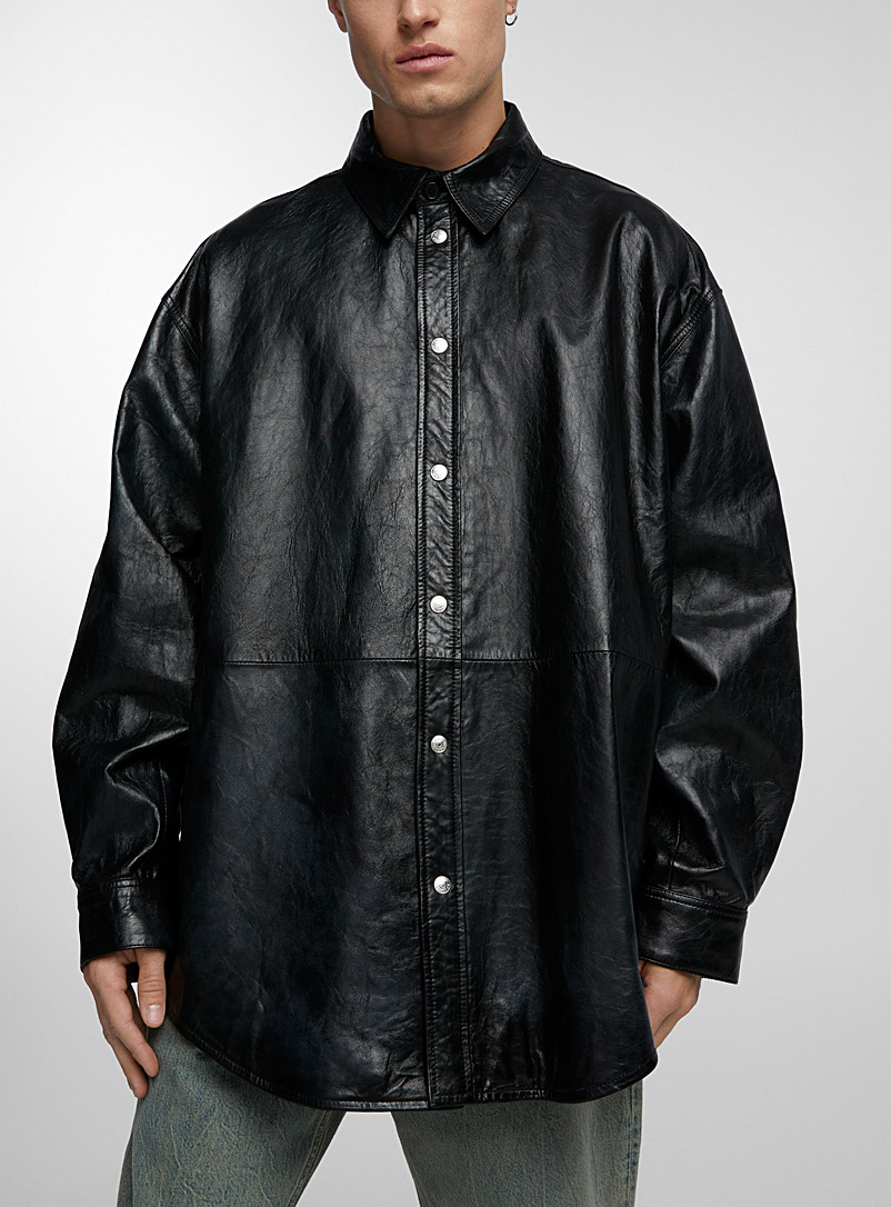 Acne Studios Black Genuine leather overshirt for men