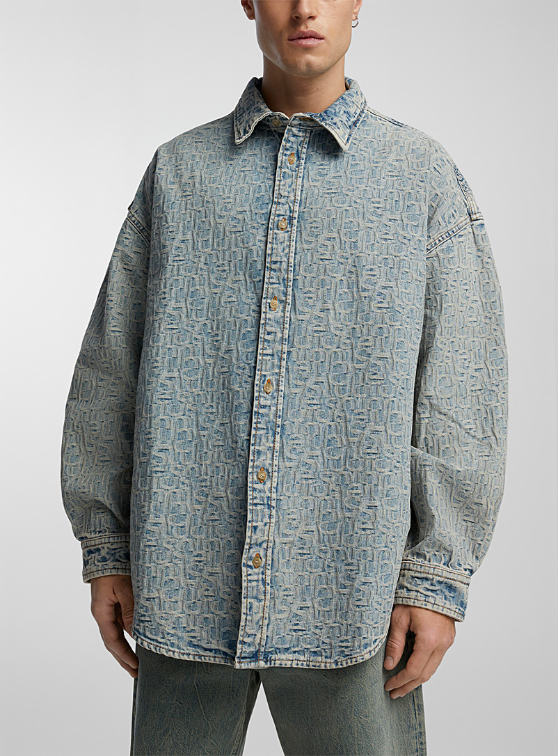 Acne Studios Blue Jacquard monogram denim shirt for men